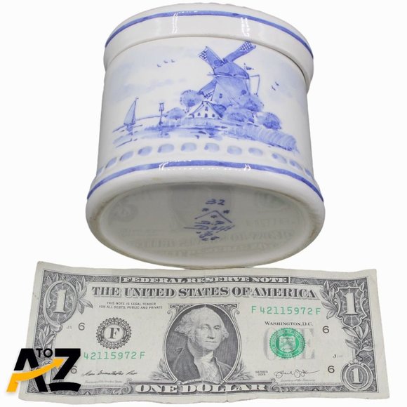 Handpainted Delft Blue Holland Ceramic Container Jar Trinket Box with lid - wind - Picture 4 of 12